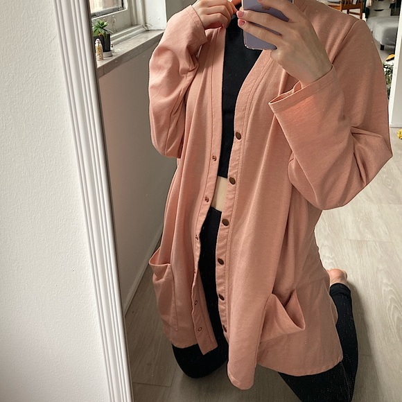 LOGO by Lori Goldstein Sweaters - Long Pink Cardigan